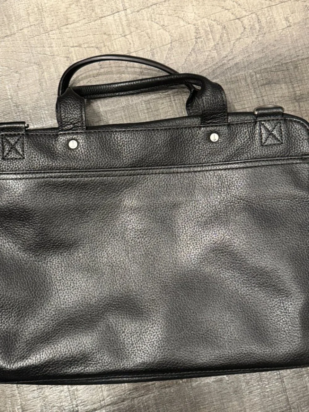 Jack Spade Black Pebble Leather Soft Briefcase Laptop Bag